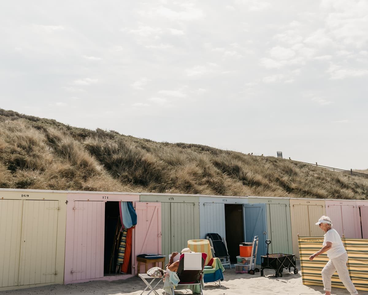 Domburg Strand Gekleurde Strandhuisjes